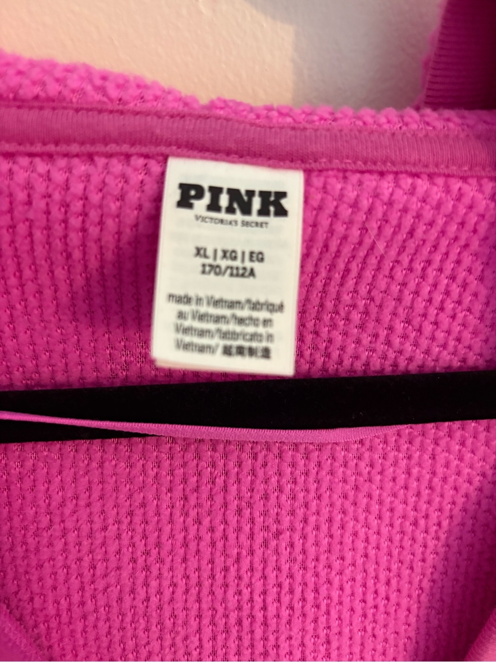 PINK Victoria's Secret Hot Pink Textured Waffle-Knit Top - Picture 4 of 4